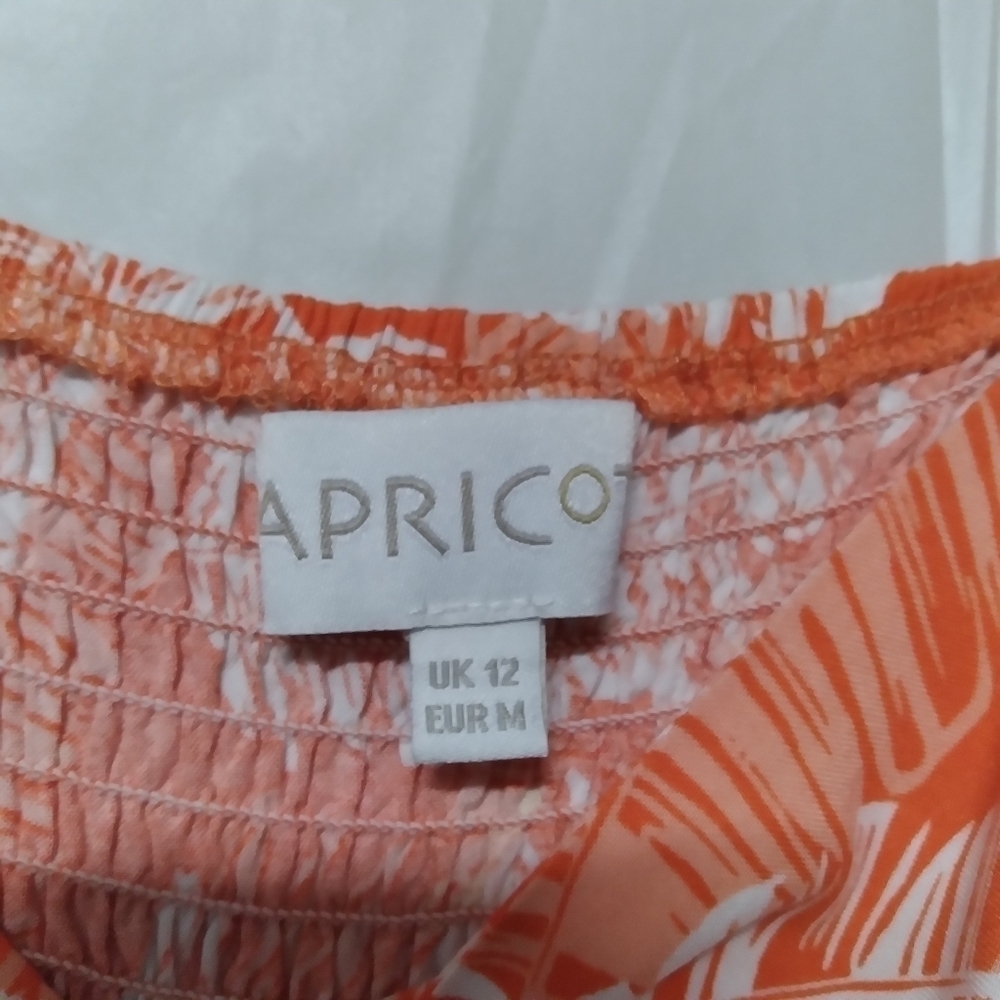 🦋 Apricot Orange Palm Leaf Dress Medium - Picture 2 of 9